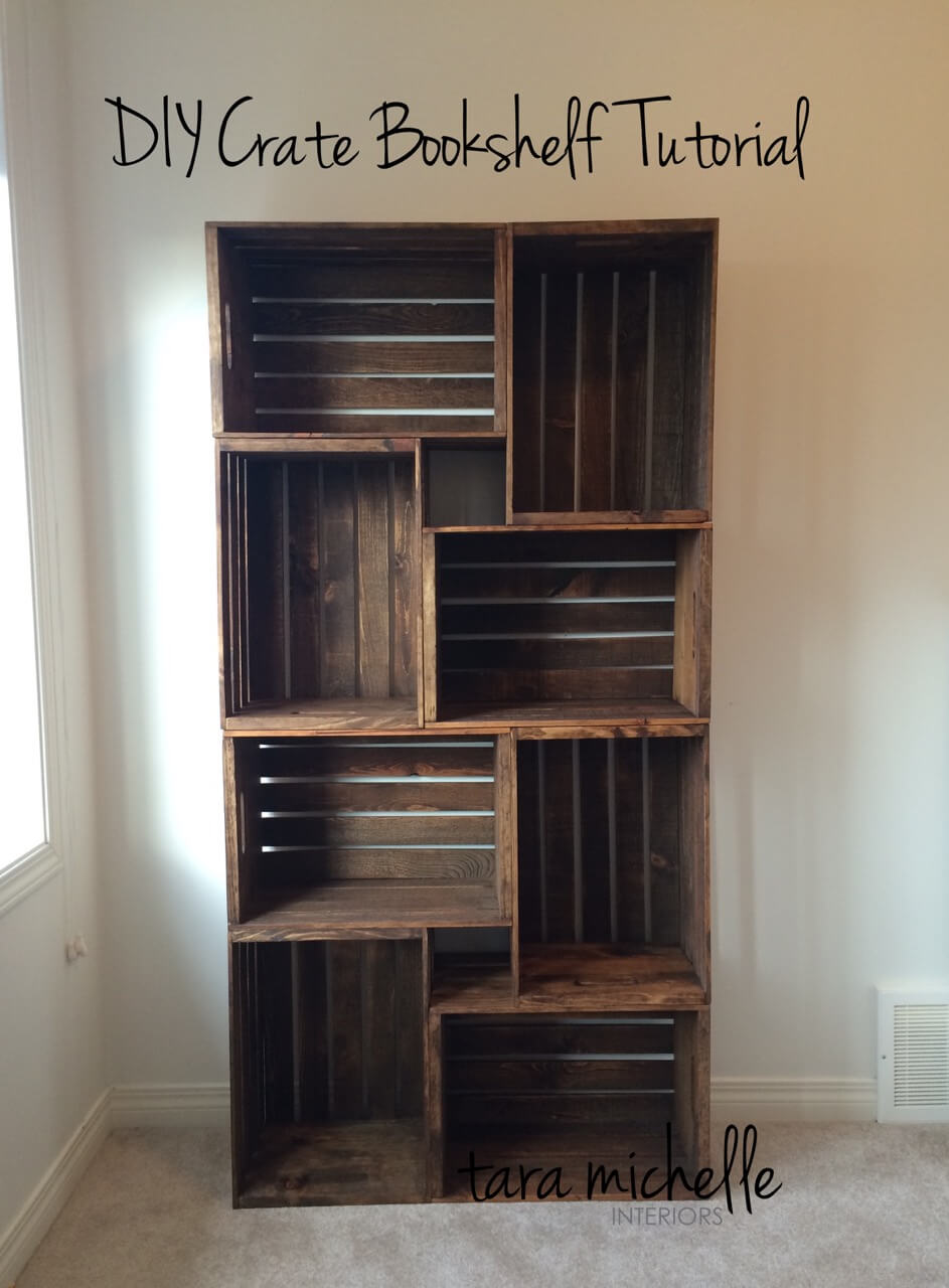 Easy Rustic Stained Wood DIY Crate Storage