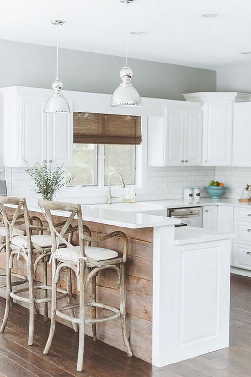 A Clean, White Kitchen with Rustic Charm