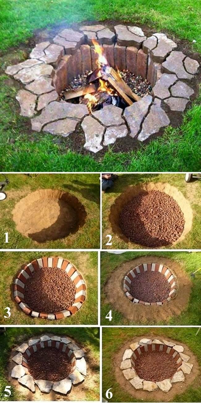 Inground Brick and Stone Fire pit