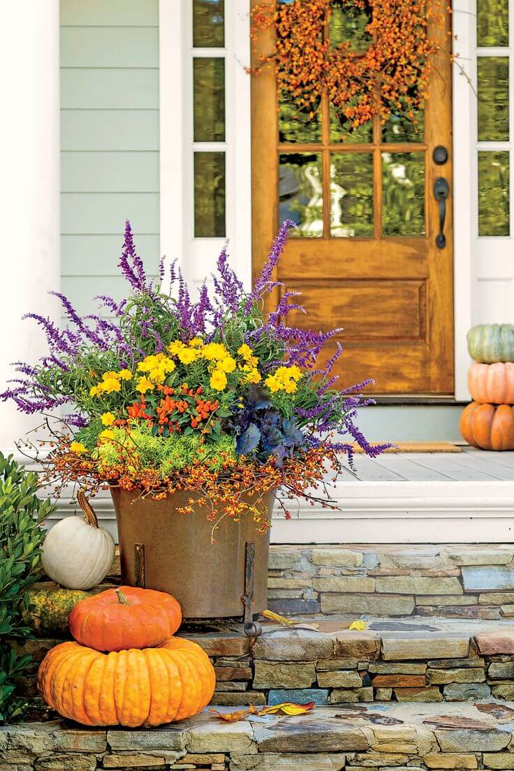 Copper Container Fall Porch Display