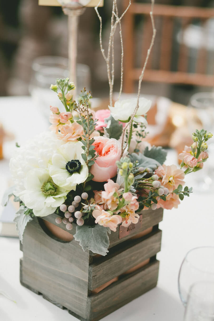 Wood Box Centerpieces