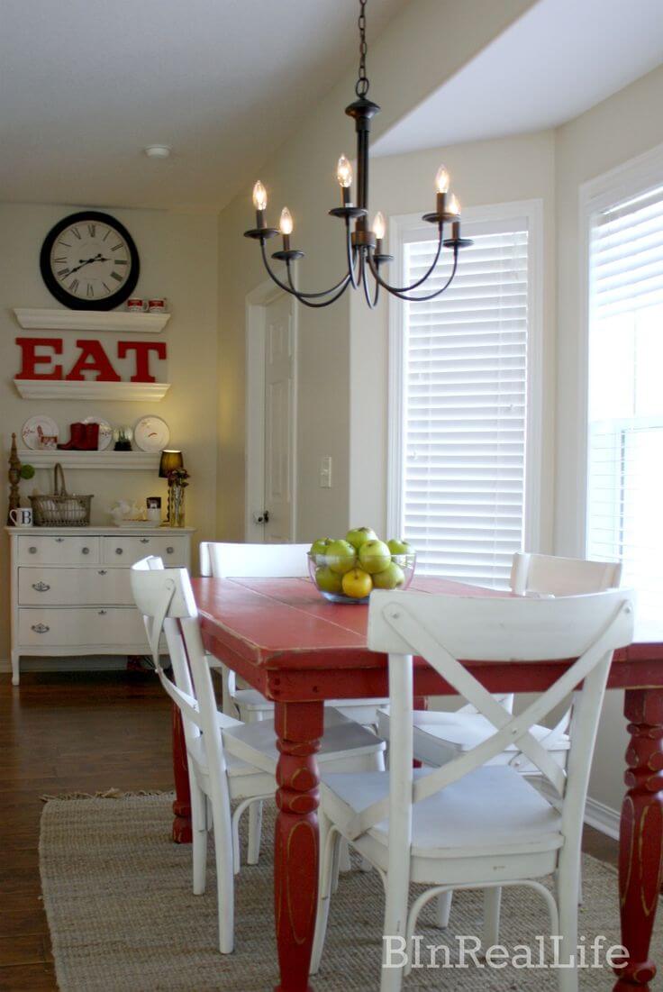 Basic Farmhouse Dining Room with Simple Rustic Decor