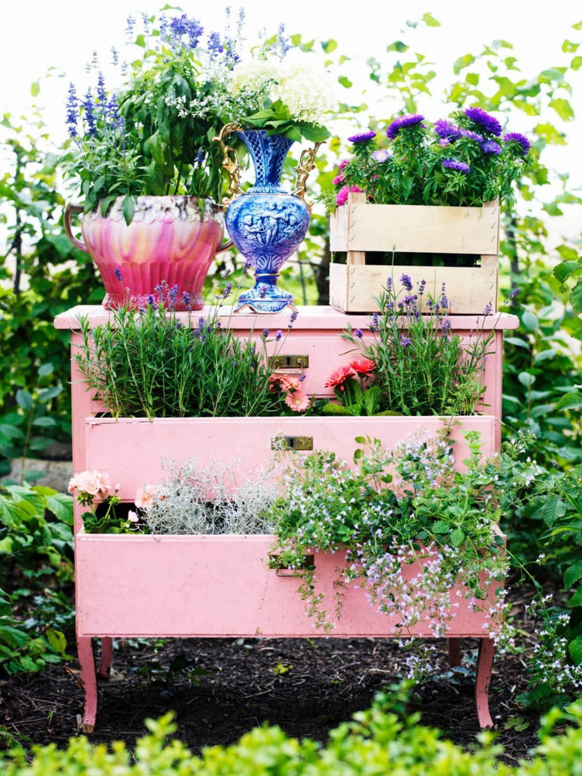 Décoration de jardinière de bureau vintage recyclée