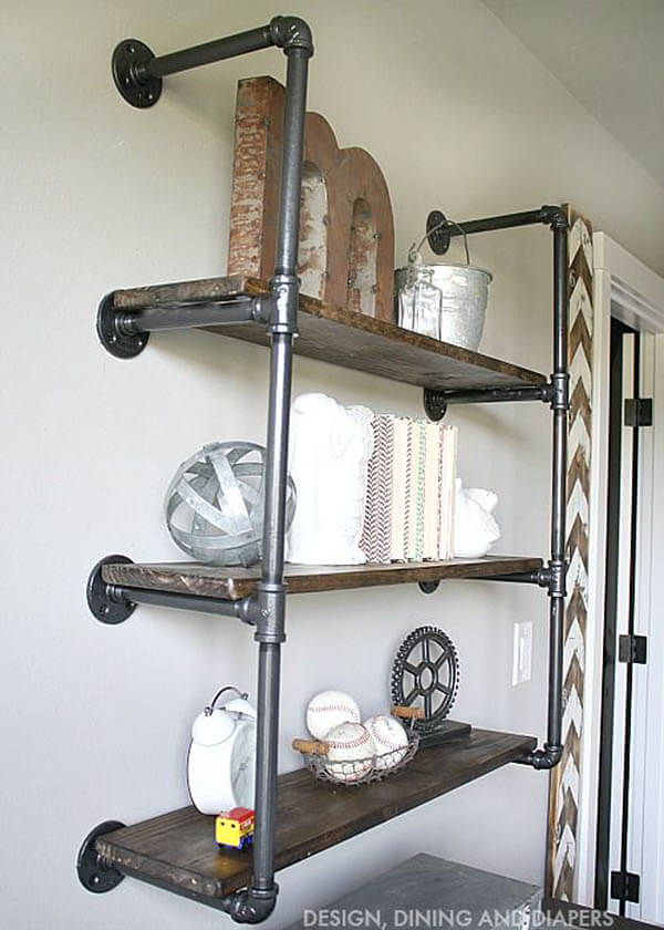 diy black pipe book shelf