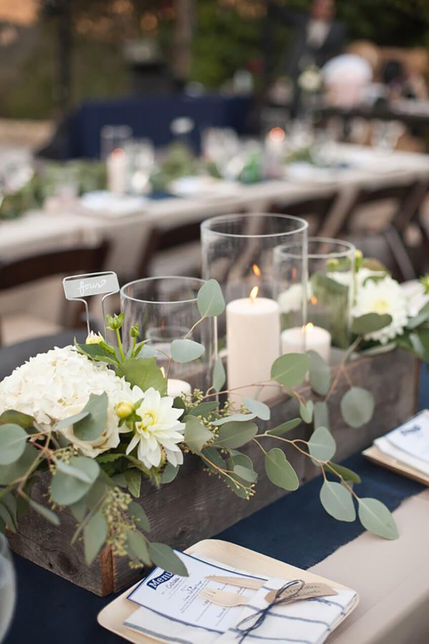 Wood Box Wedding Table Centerpieces