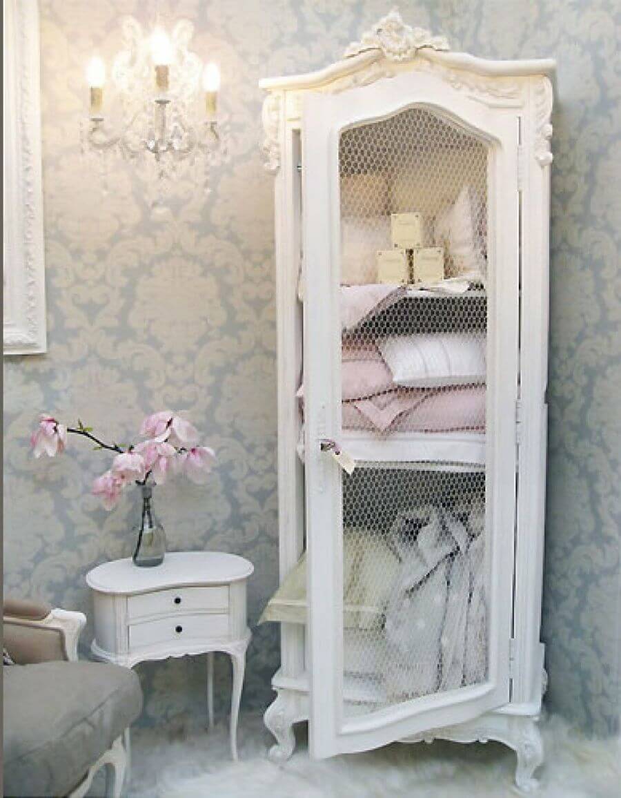 Pretty Upcycled Armoire with Chicken Wire