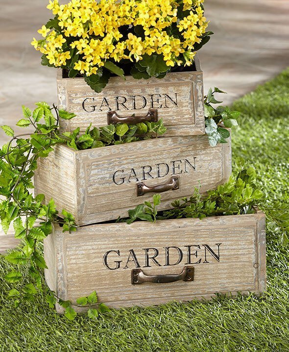 Vintage Wooden Drawer Garden Planters