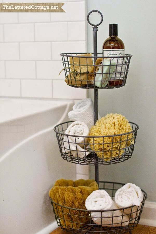 Tiered Metal Basket Bathroom Organizer