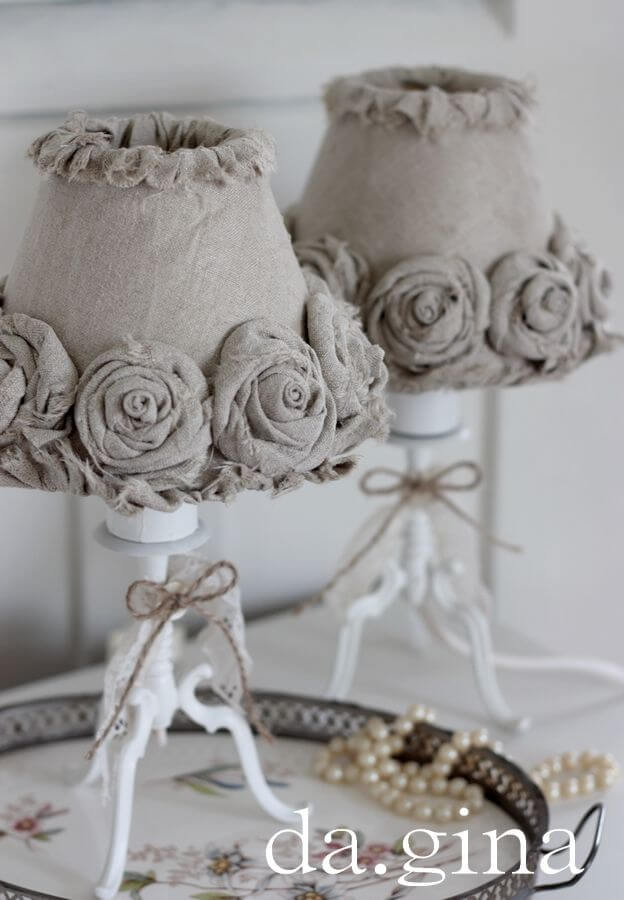 DIY Fabric Rosette Lamp Shade