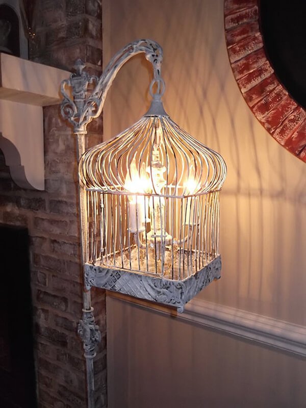 Upcycled Antique Birdcage Chandelier Lamp