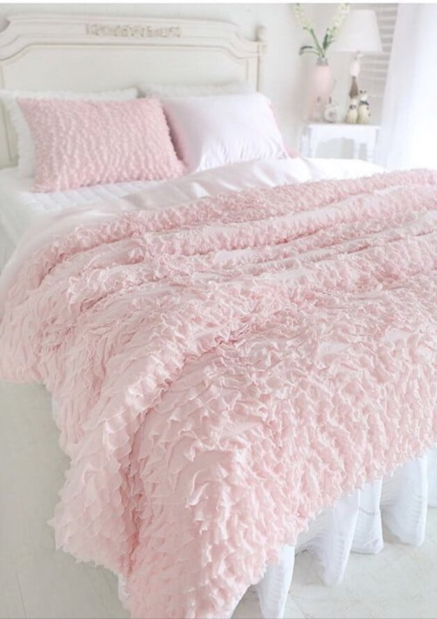 Shabby Chic Pink Ruffled Bedding