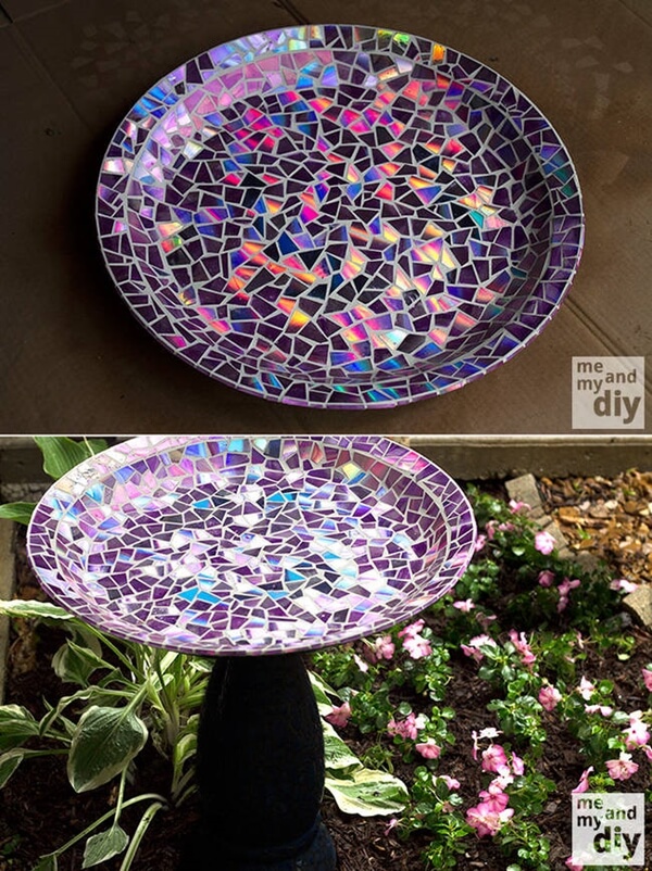 DIY Mosaic Top Bird Bath