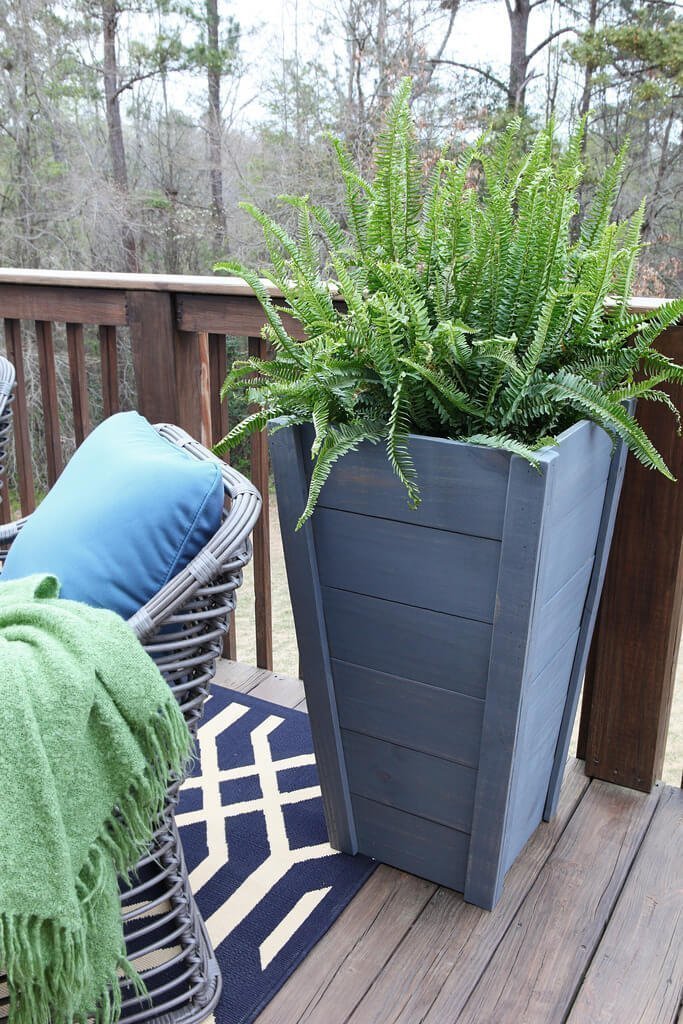DIY Painted Wood Tall Planter