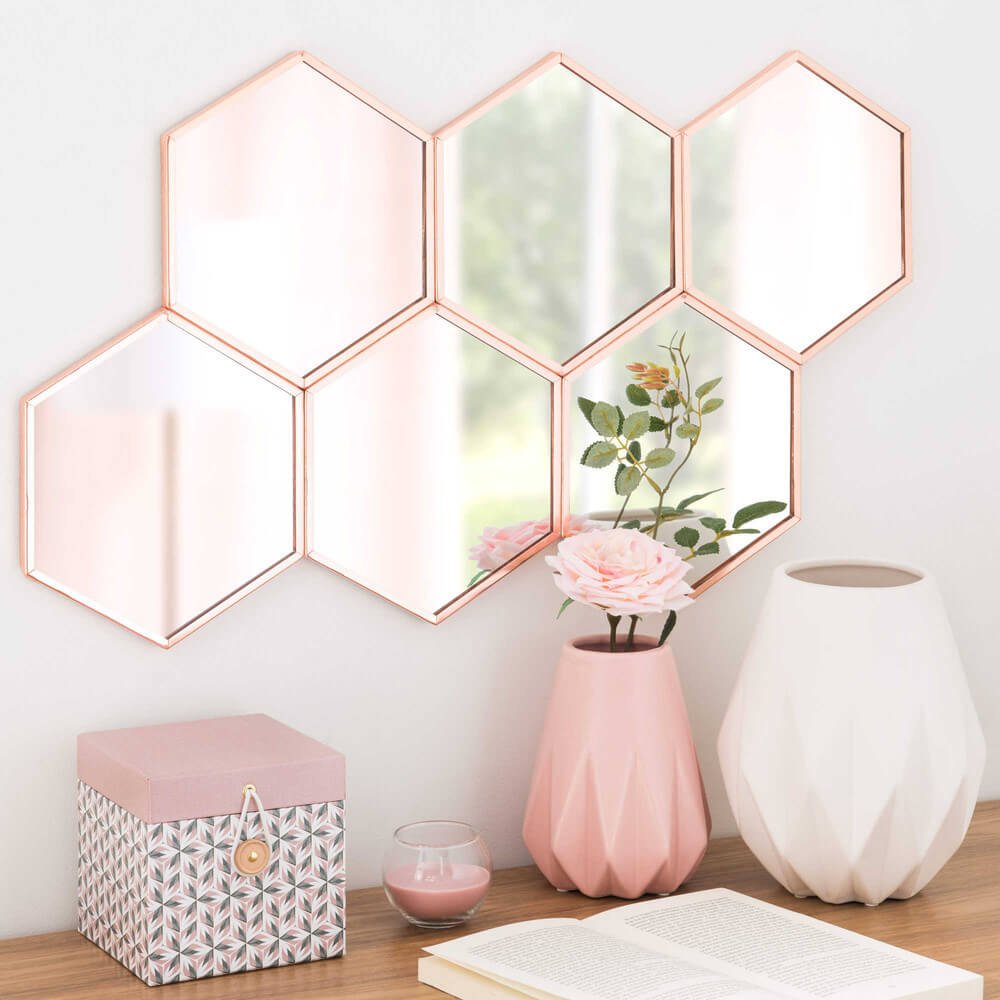 Rose Honeycomb Mirrored Vanity