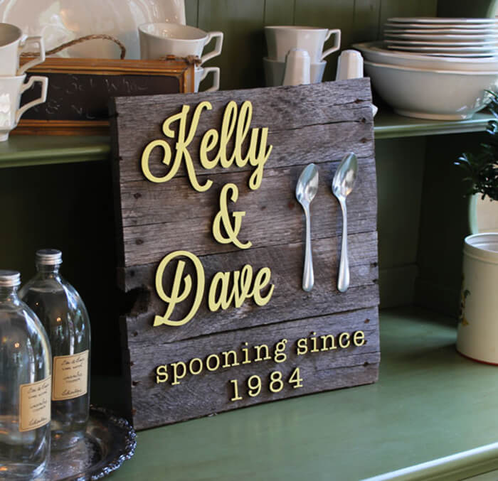 DIY "Spooning" Anniversary Wood Sign