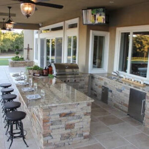 Patio Kitchen With Bar Sink And Mini Fridge Homebnc