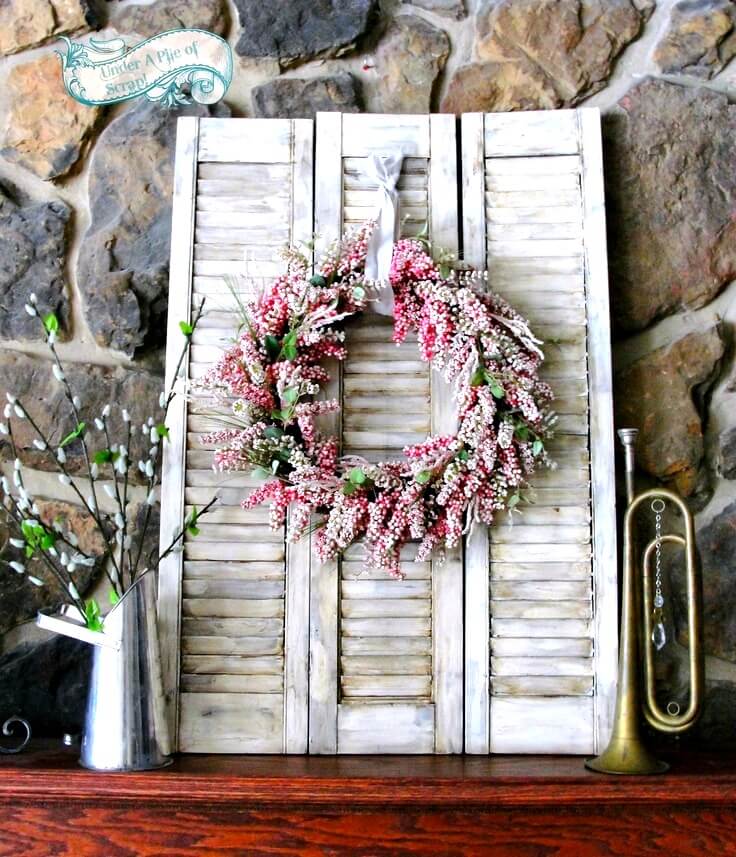 Old Shutter and Wreath Decoration