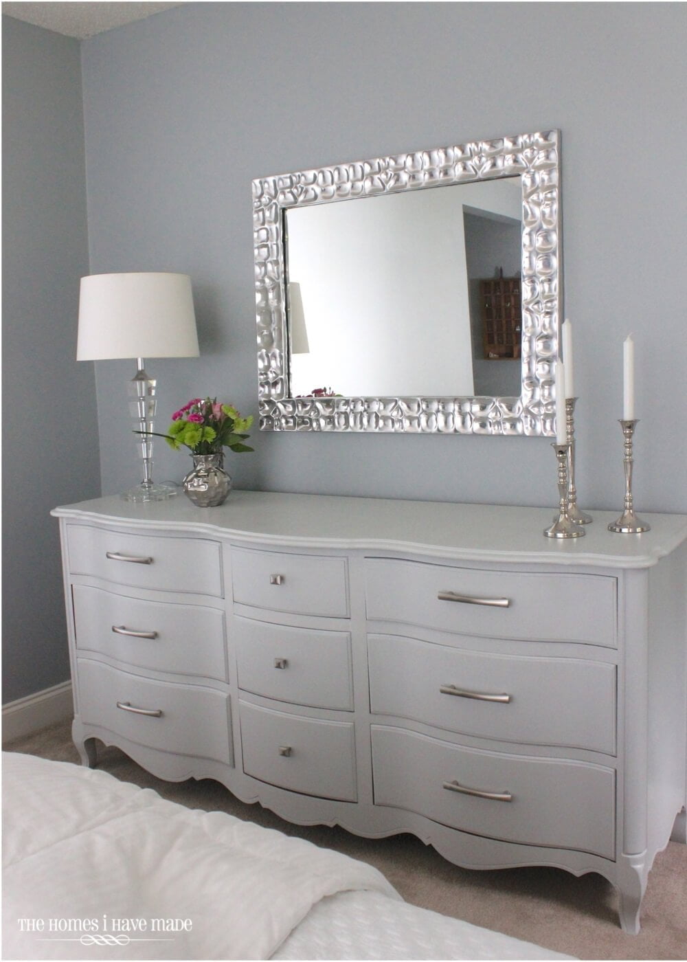 Elegant Modern Silver Framed Mirror