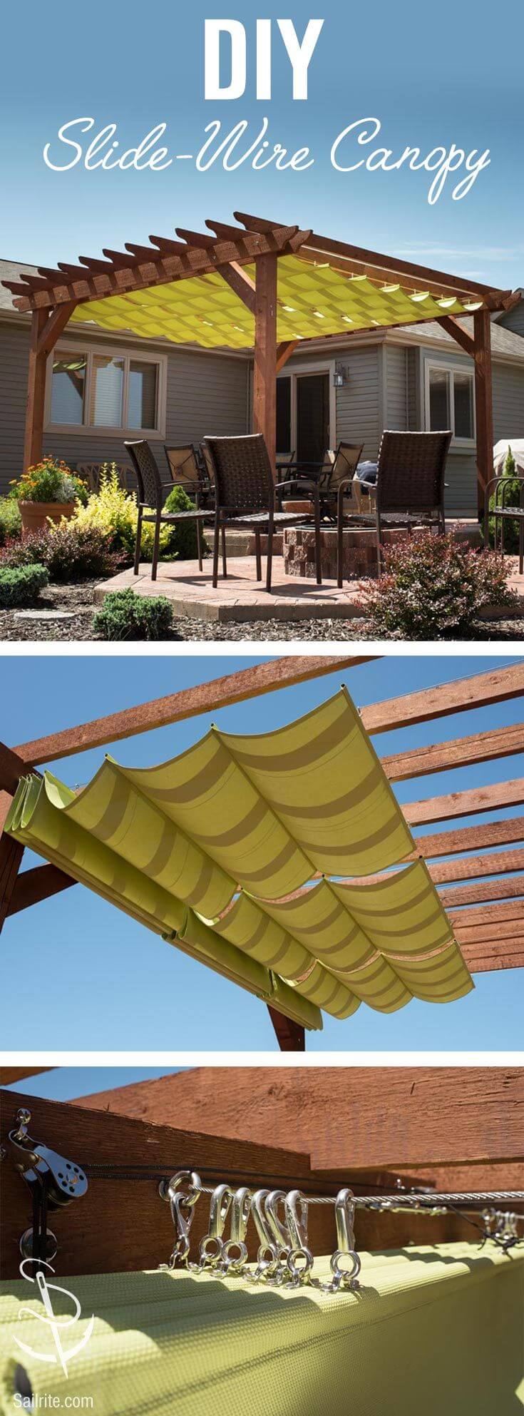 Sunny Slide-wire Style Pergola