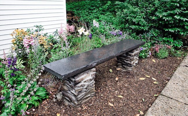 Stone and Slate Garden Bench