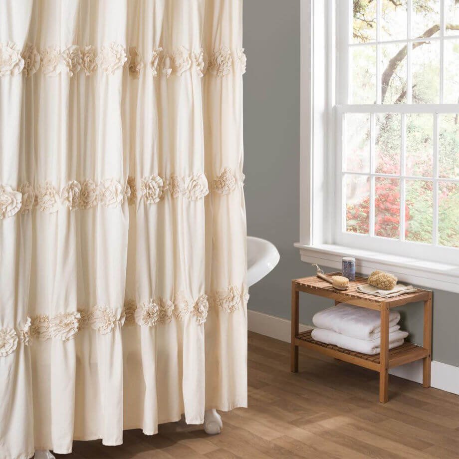 Shabby Chic Rosette Bath Tub Curtain