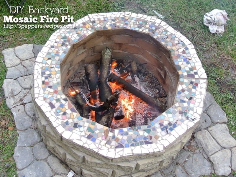 DIY Mosaic Back Yard Fire Pit