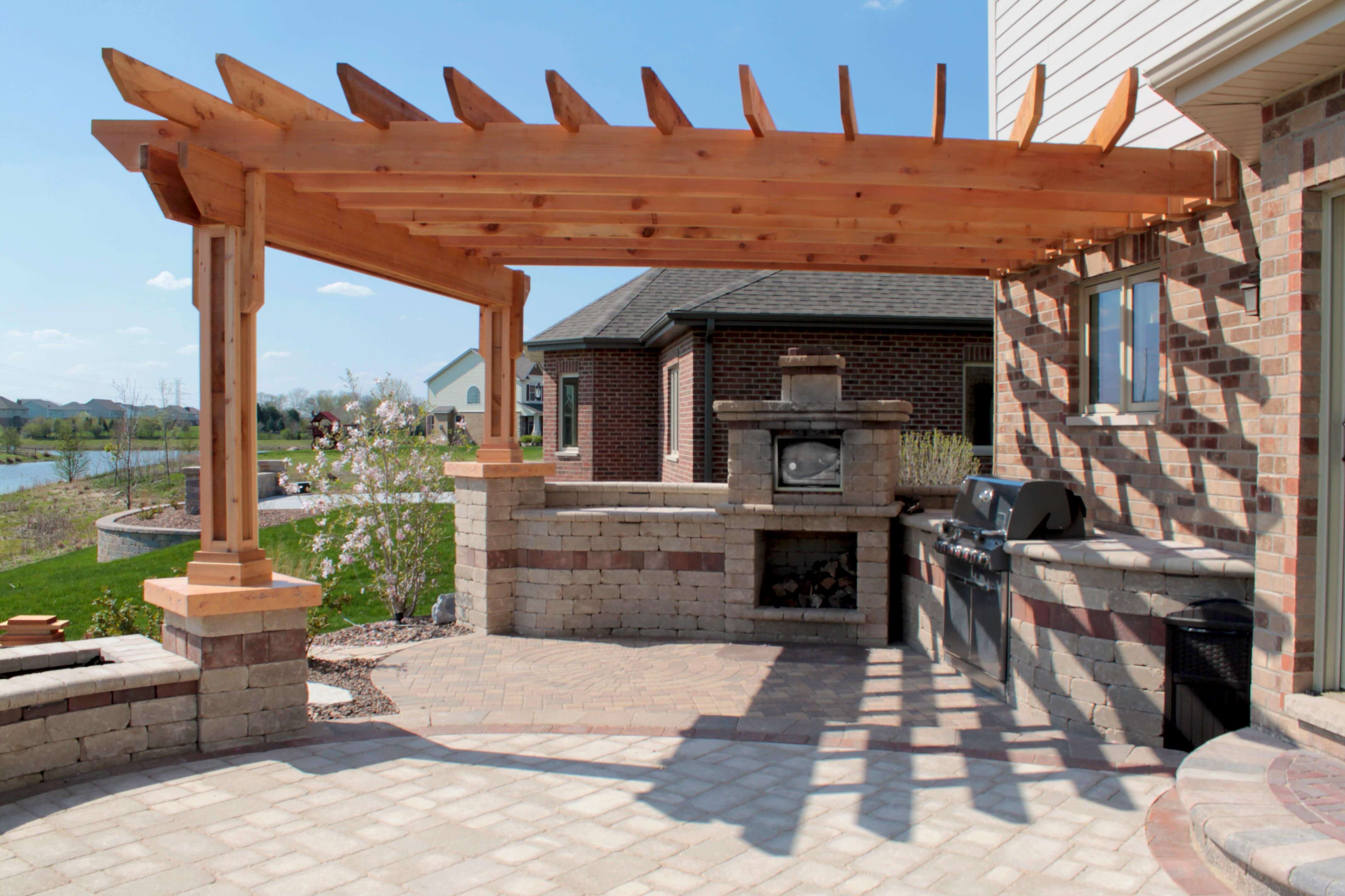 attached pergola with roof