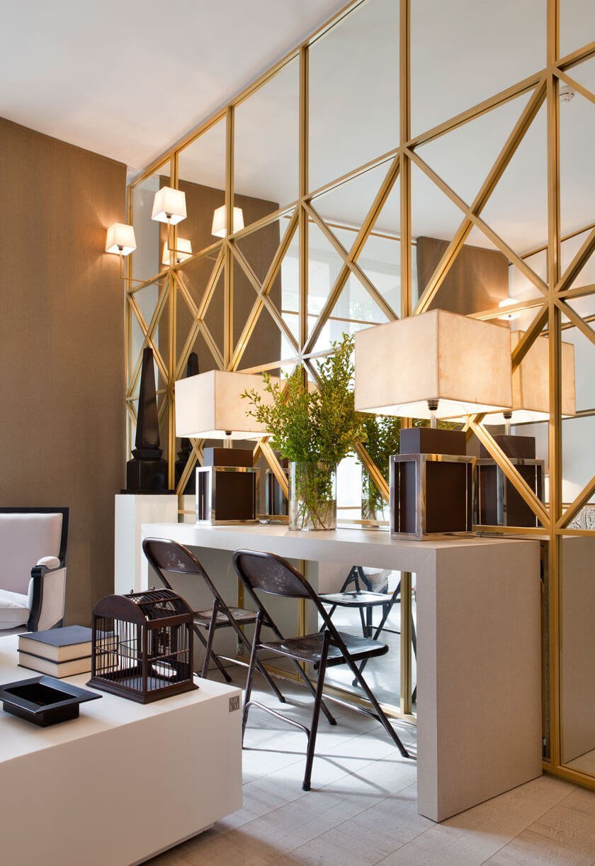 Modern Gold Geodesic Mirror Wall