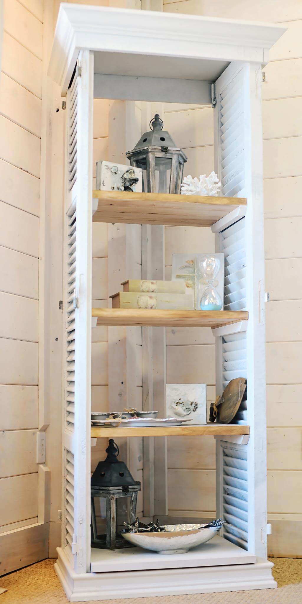 Upcycled Window Shutter Shelving Unit