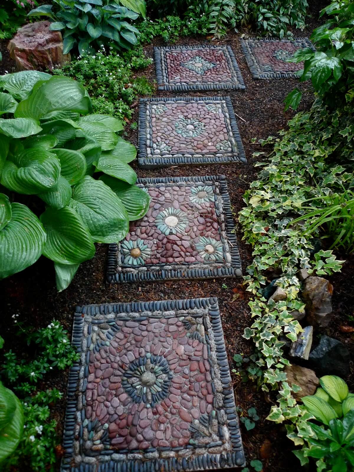 River Rock Mosaic Stepping Stones