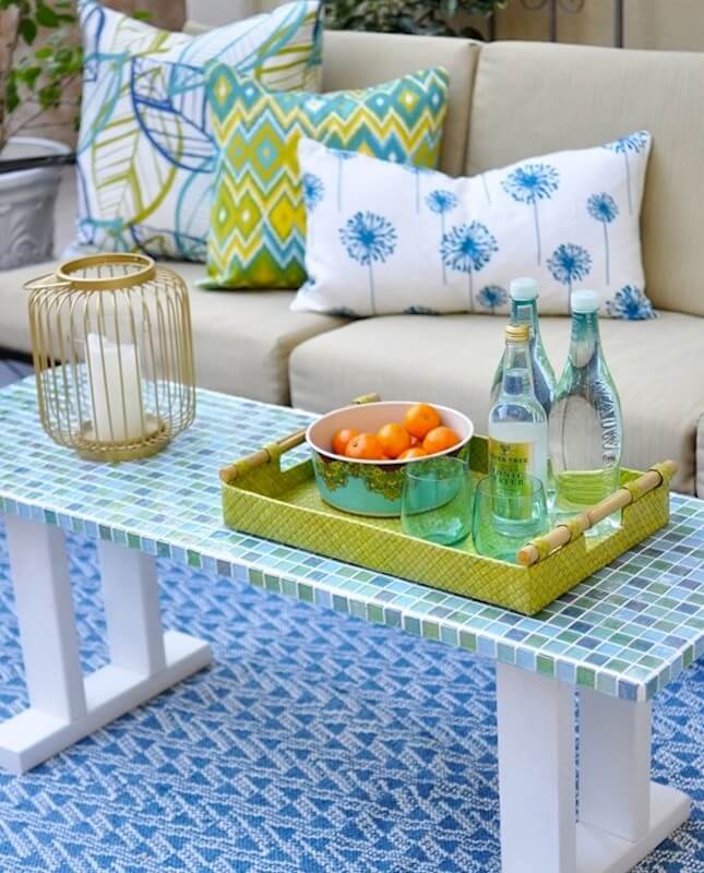 Trendy Glass Mosaic Patio Table