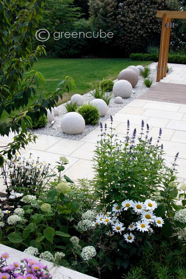 Clean and Modern Stone Gravel Planted Beds