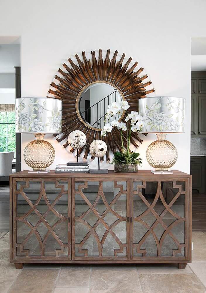 Bronze Sunburst and Mirrored Cabinets