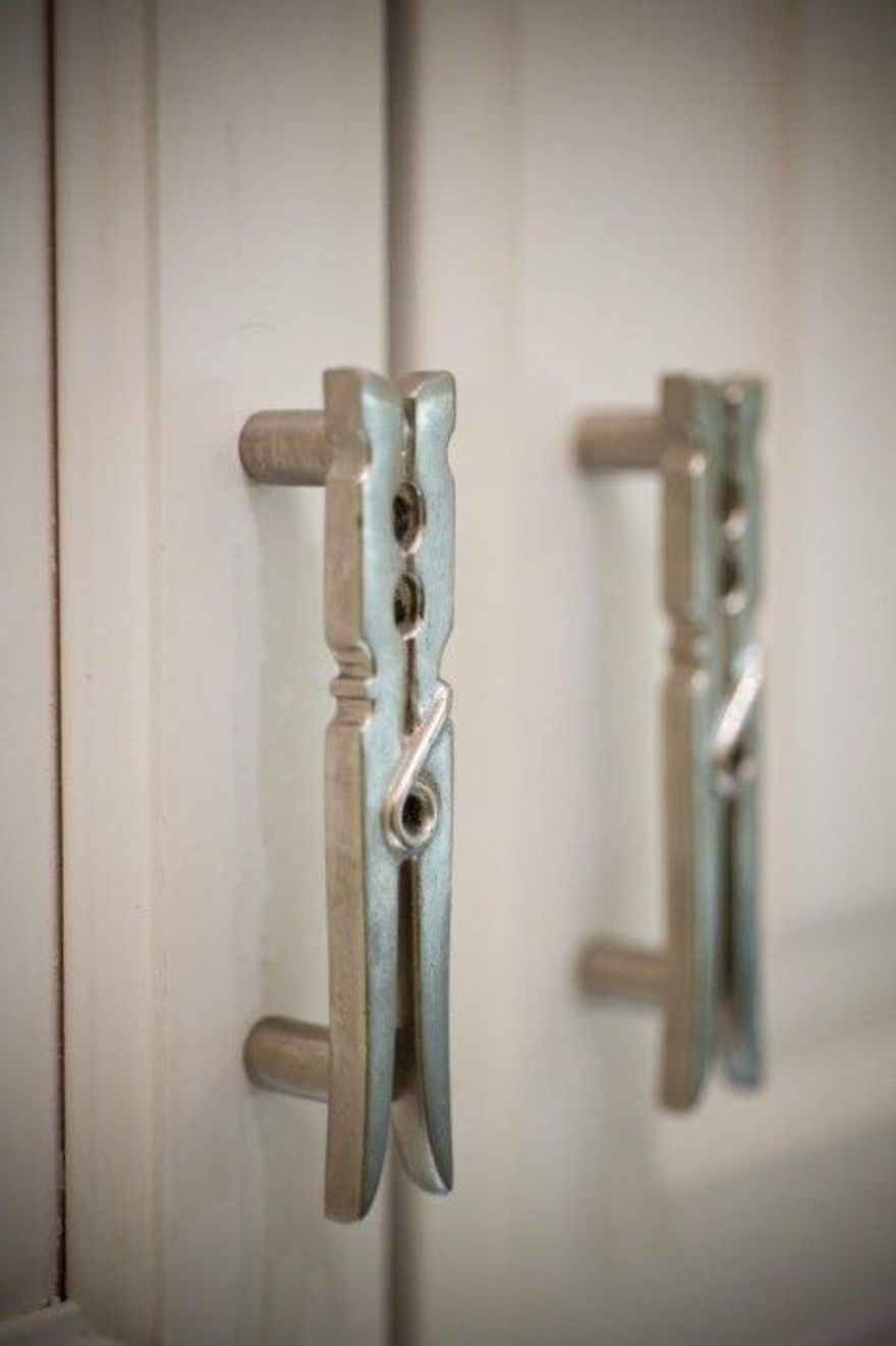 Clothespin Cupboard Handles for Laundry Room