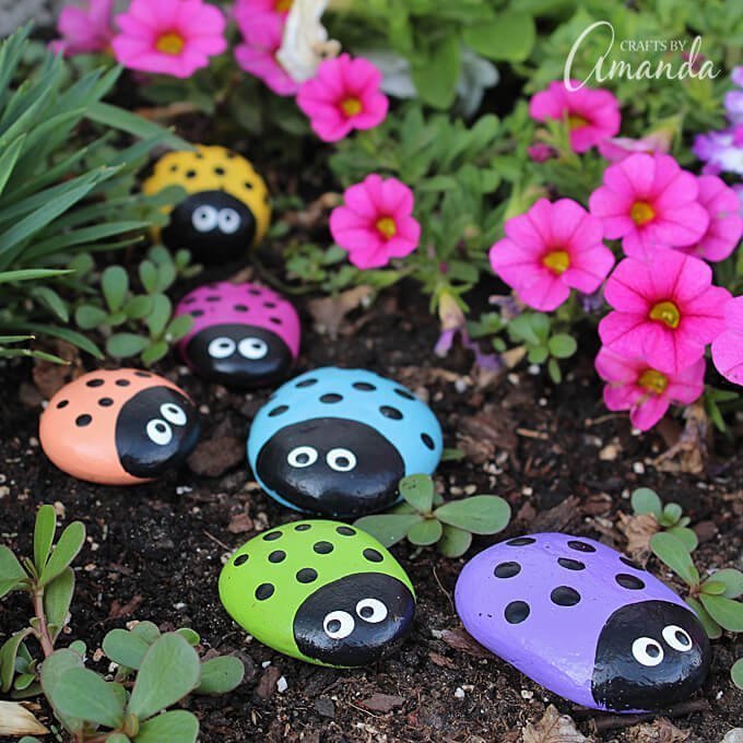 Cute Painted Rock Ladybug Decorations