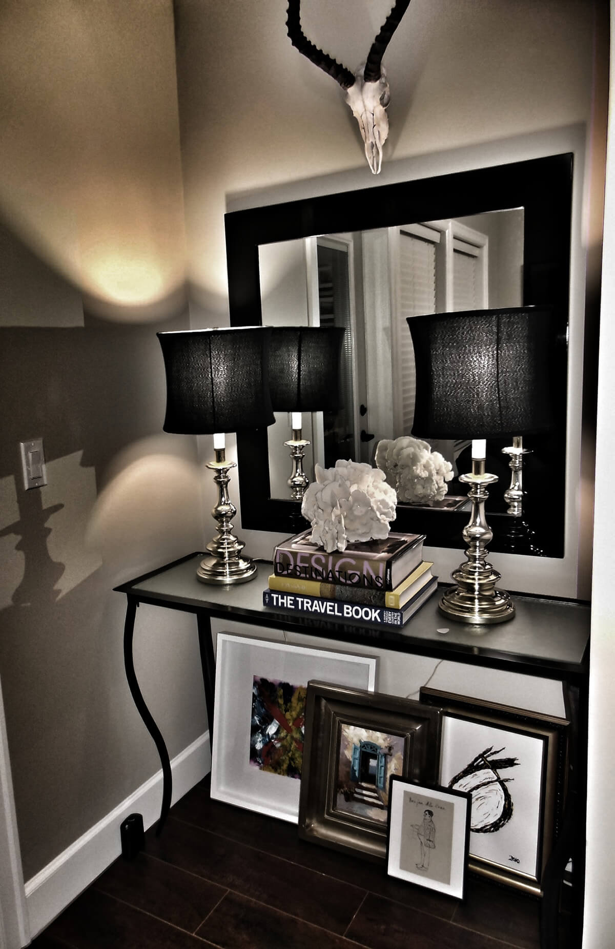 Black and White Decor Entryway Mirror