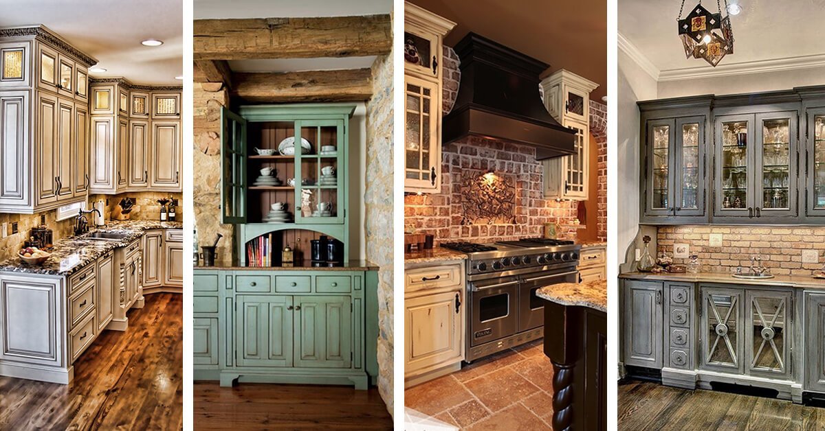 rustic painted kitchen cabinets