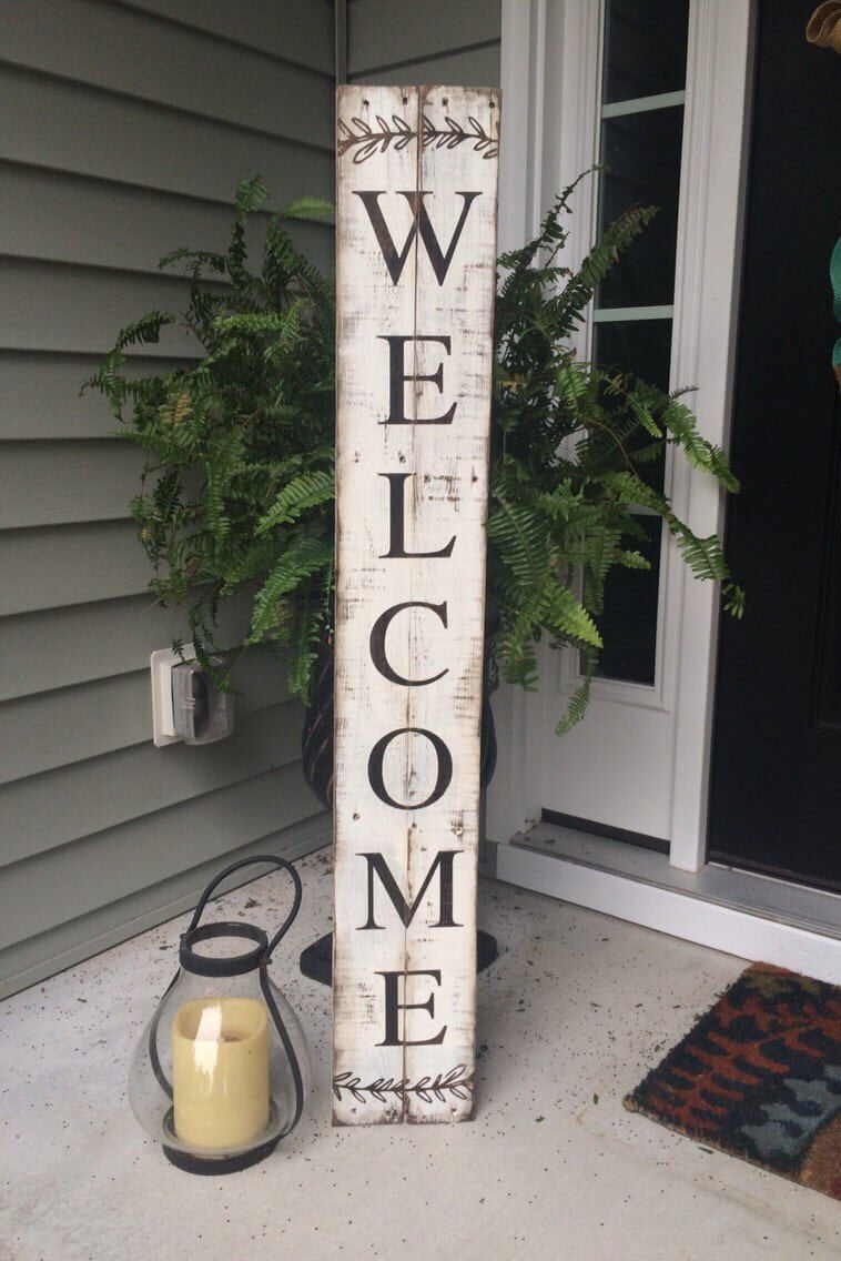 Tall Wooden Entryway Welcome Sign