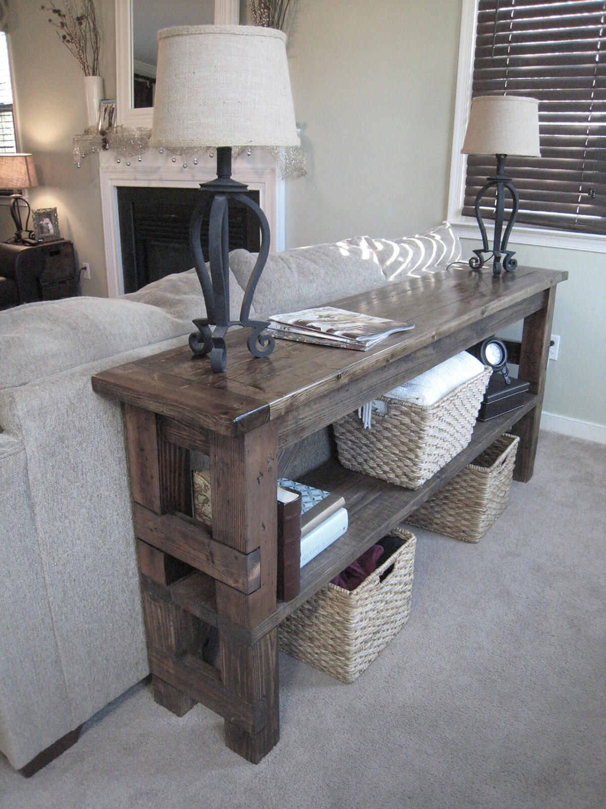 Refitted Block Style Wooden Table