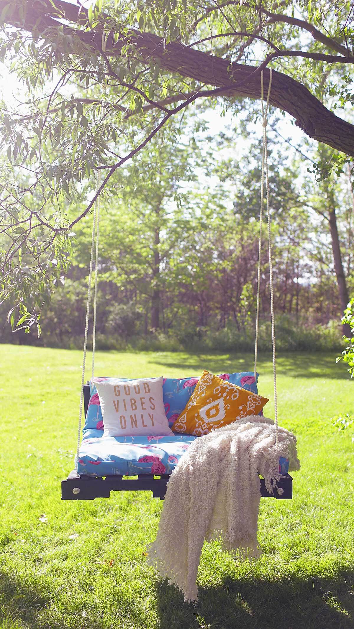 Cushioned Tree Swing for a Sunny Day