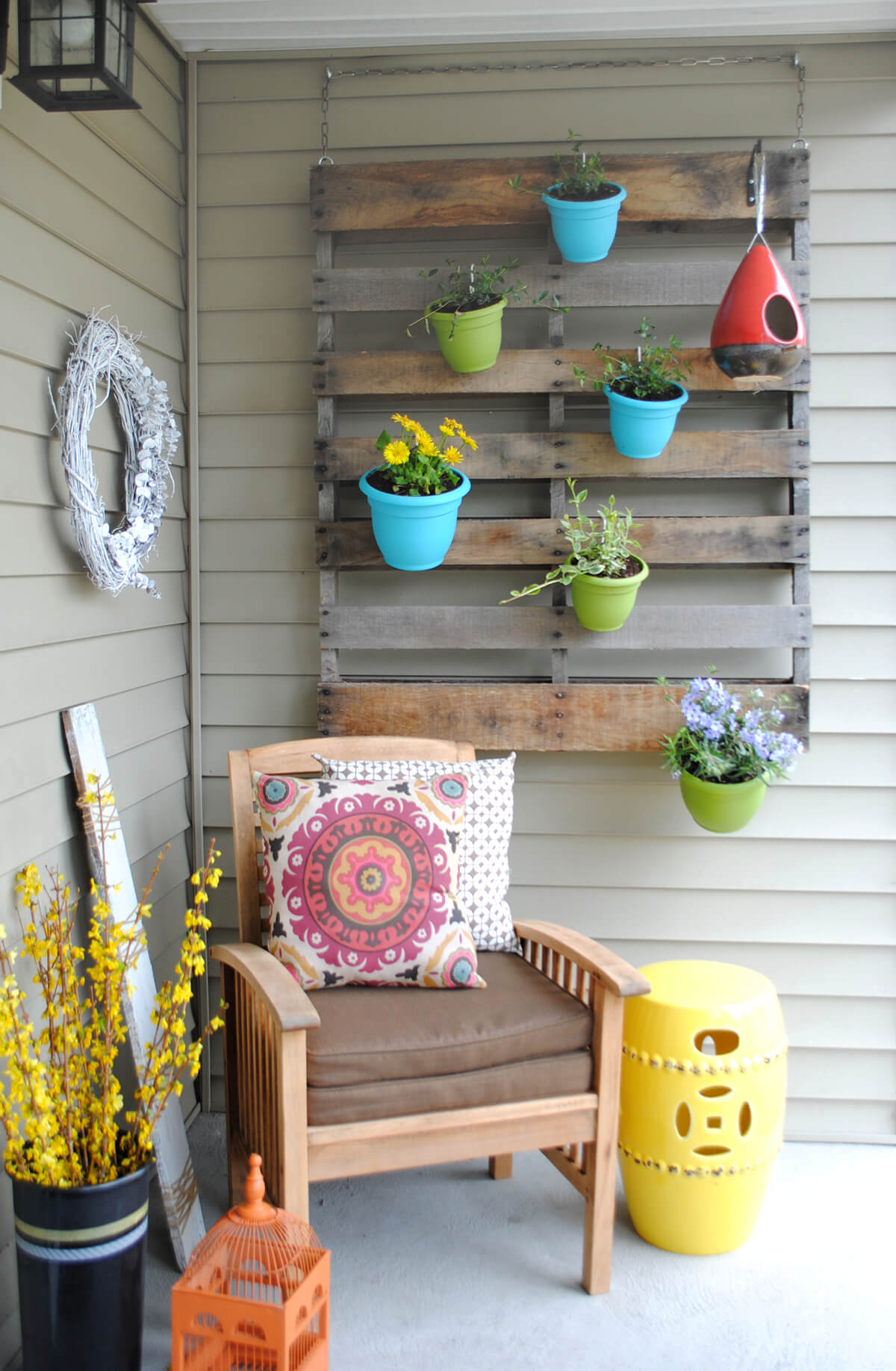 A Colorful Hanging Garden for Your Porch