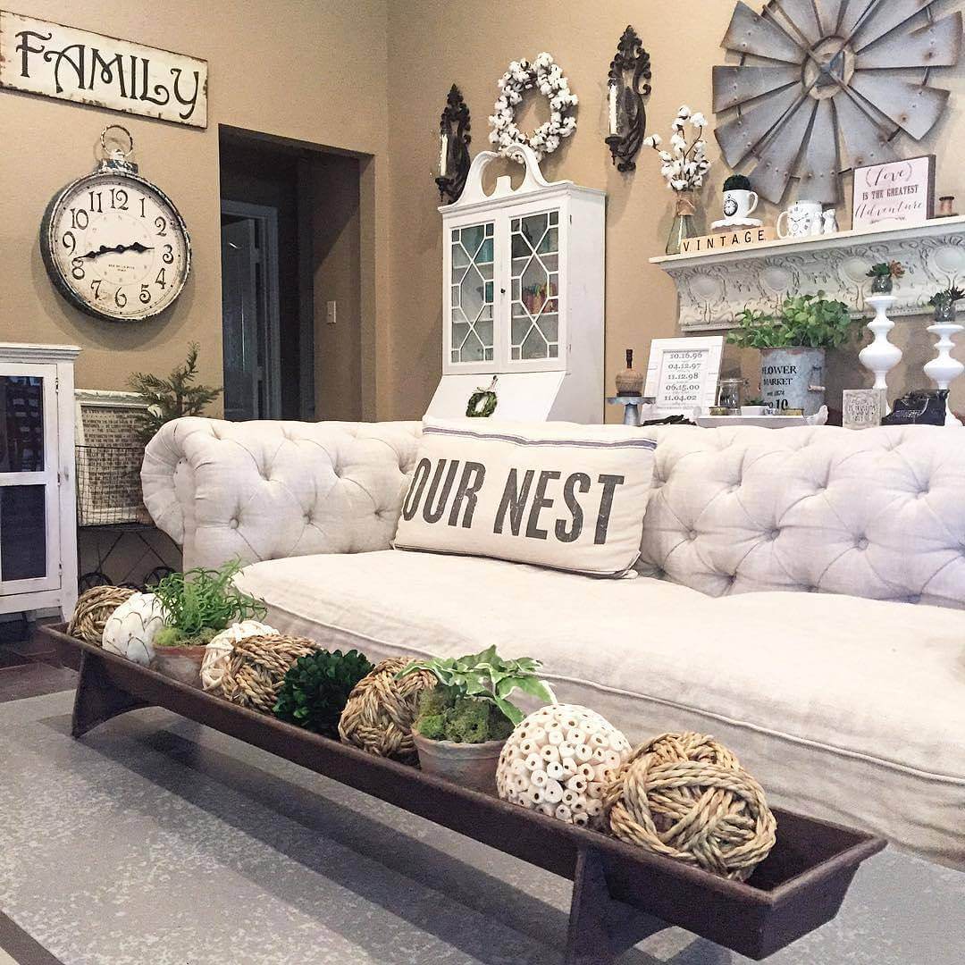 Tufted White Couch and French Linen Pillow