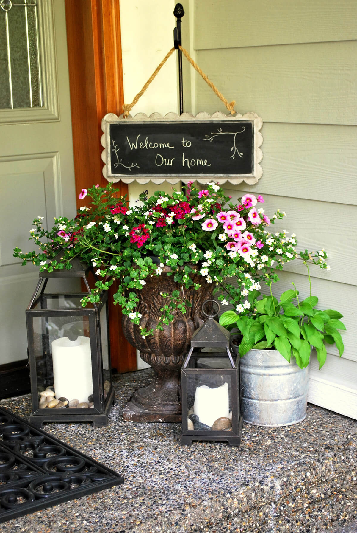Hanging Chalkboard Sign Entryway Grouping