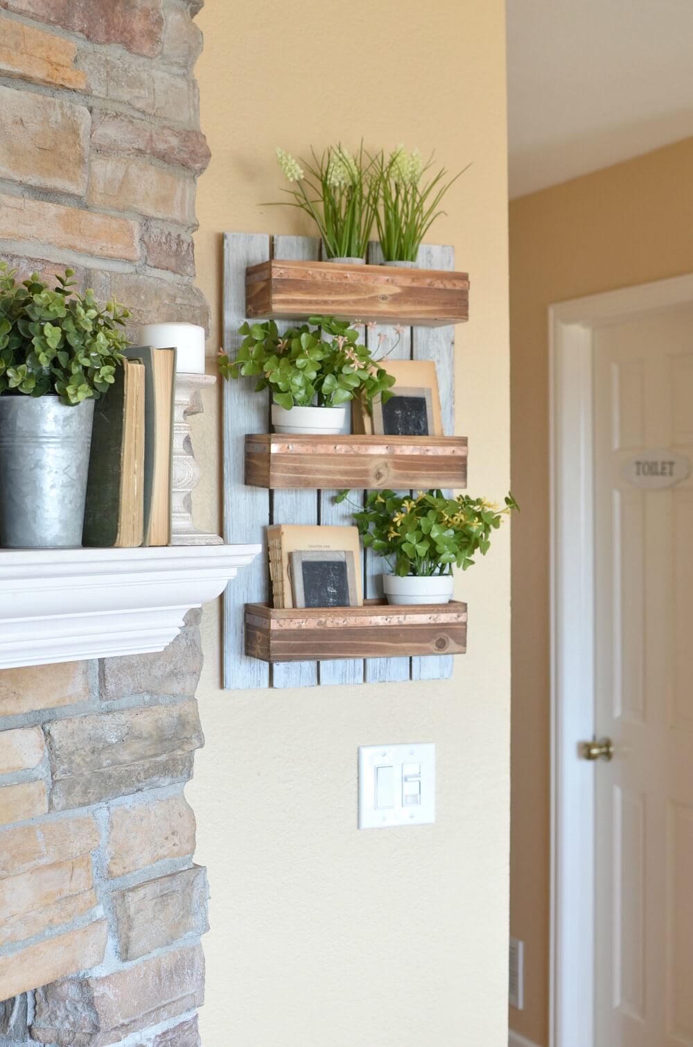 Wooden Shelf for Farmhouse Living Room Designs