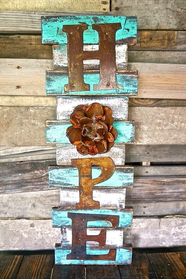 Rustic Western Turquoise Sign with Metal Letters