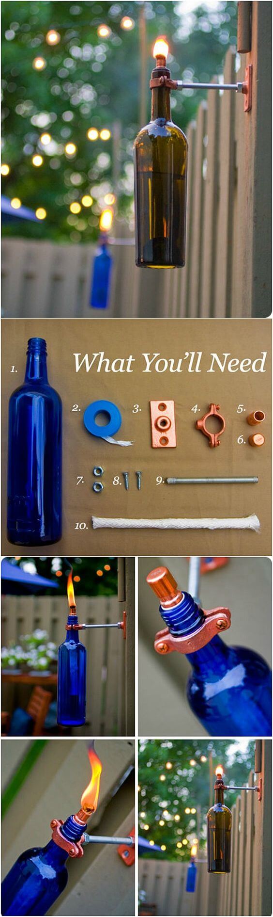 Recycled DIY Glass Bottle Torches