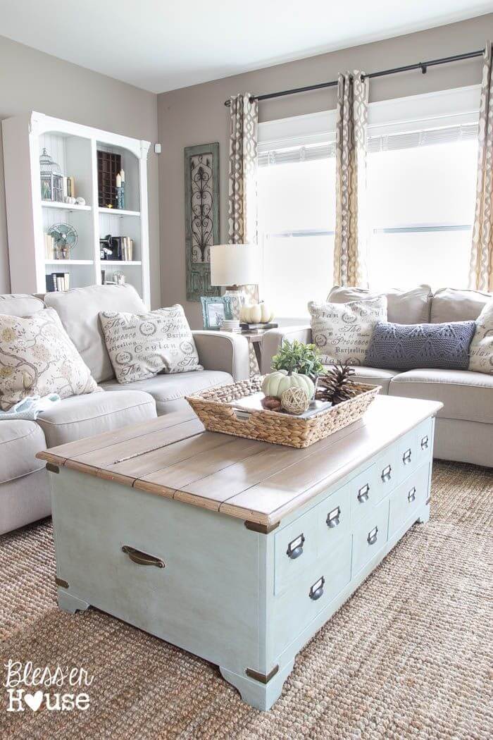 Pale Mint Coffee Table with Internal Storage