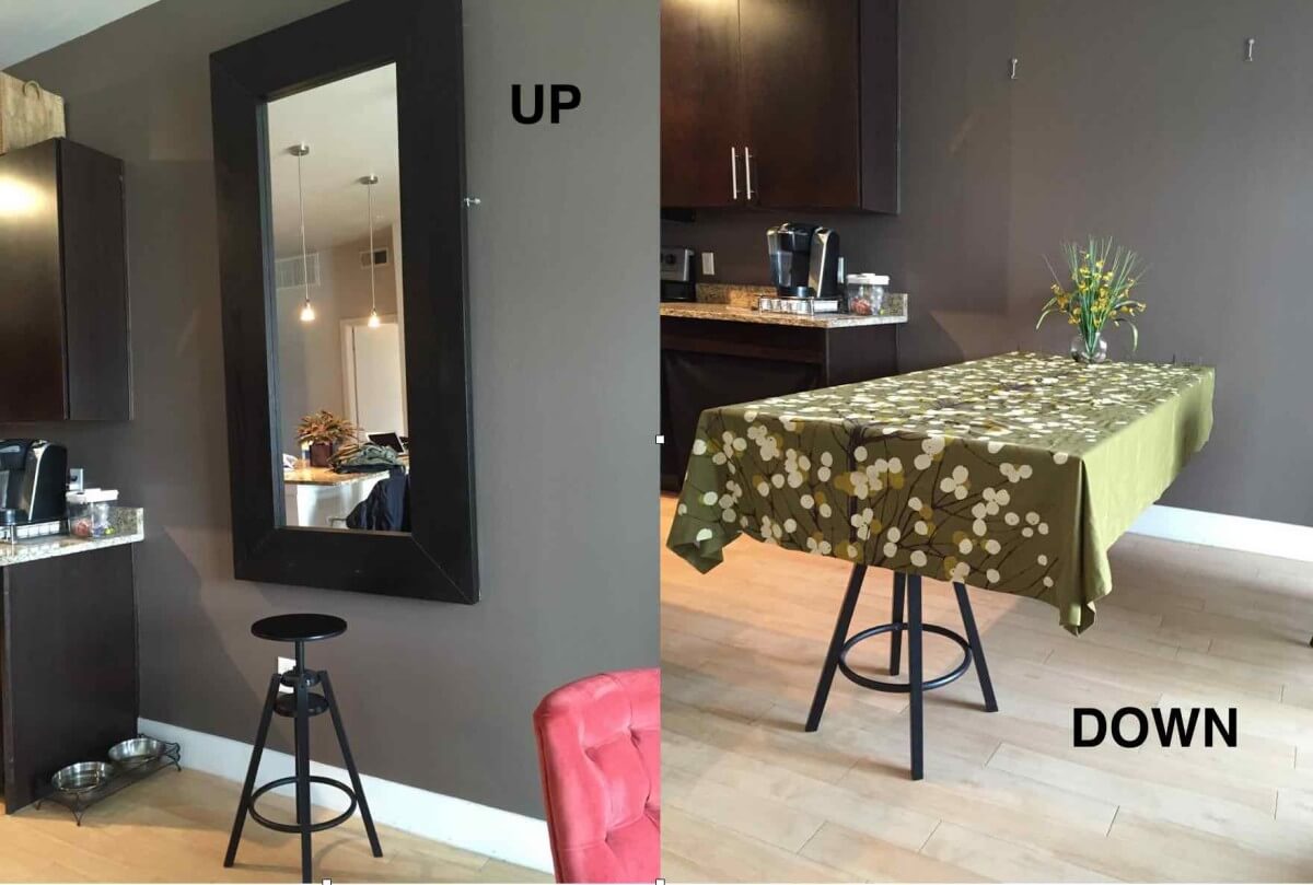 Wall Mounted Mirror Converts to Kitchen Table