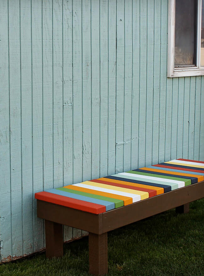 colorful outdoor bench