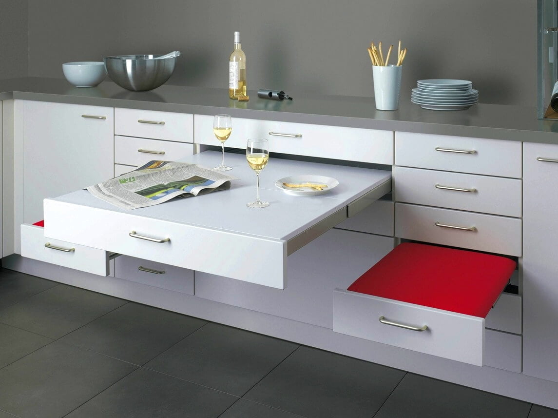 Kitchen Cabinetry with Built-In Table and Benches